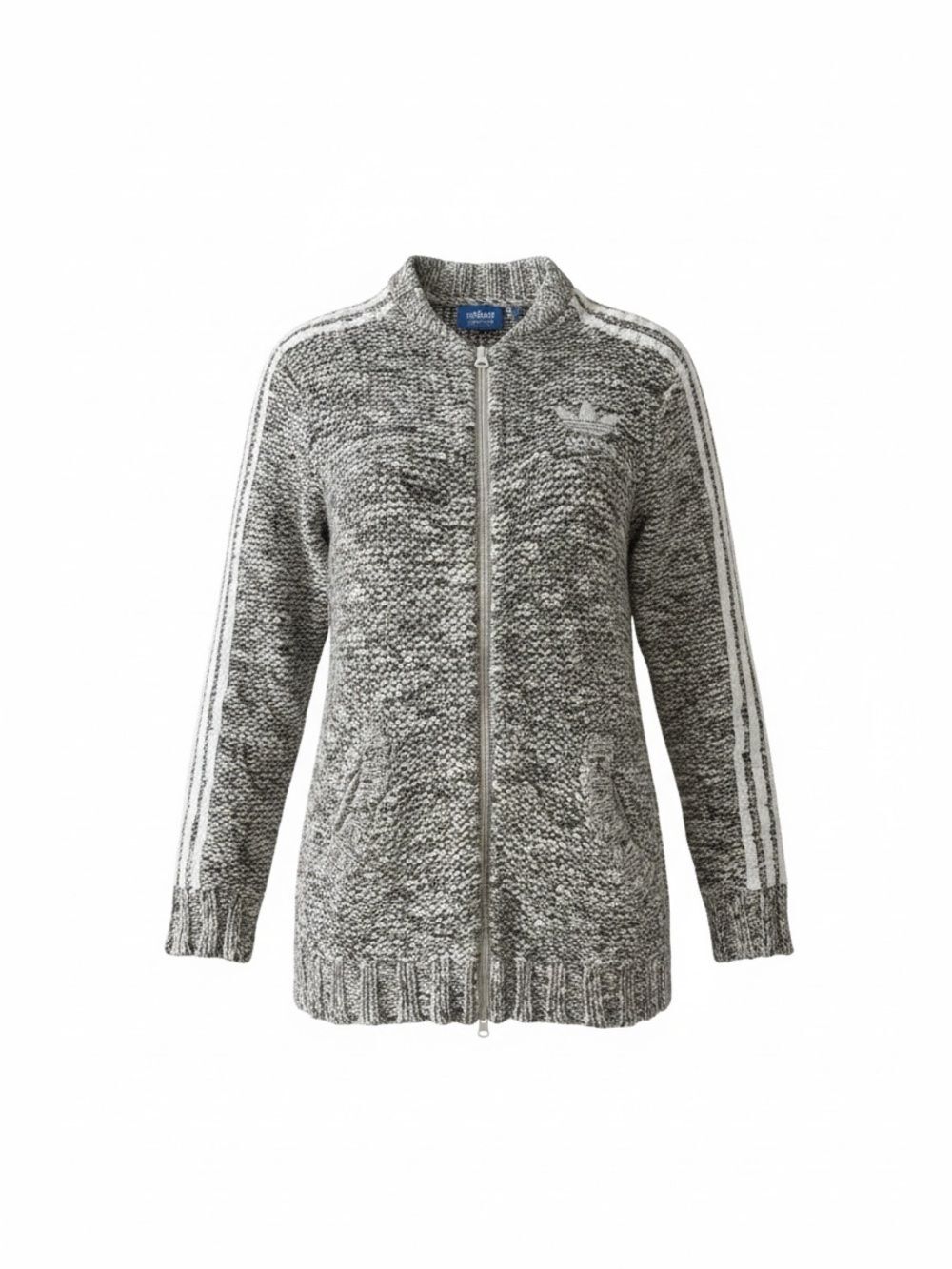 Adidas Originals Gray Marled Knit Zip Cardigan Jacket